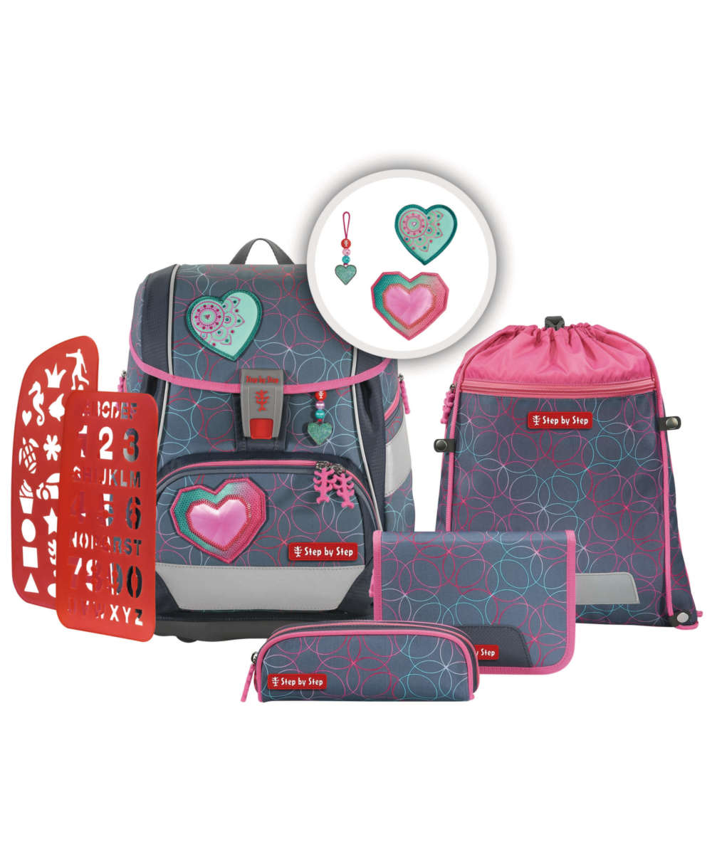 71196727_Step by Step 2IN1 PLUS Schulranzen-Set 6-teilig glitter heart hazle