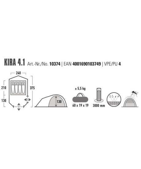 71244156_High Peak Kira 4.1 Kuppelzelt 4 Personen dunkelgrün