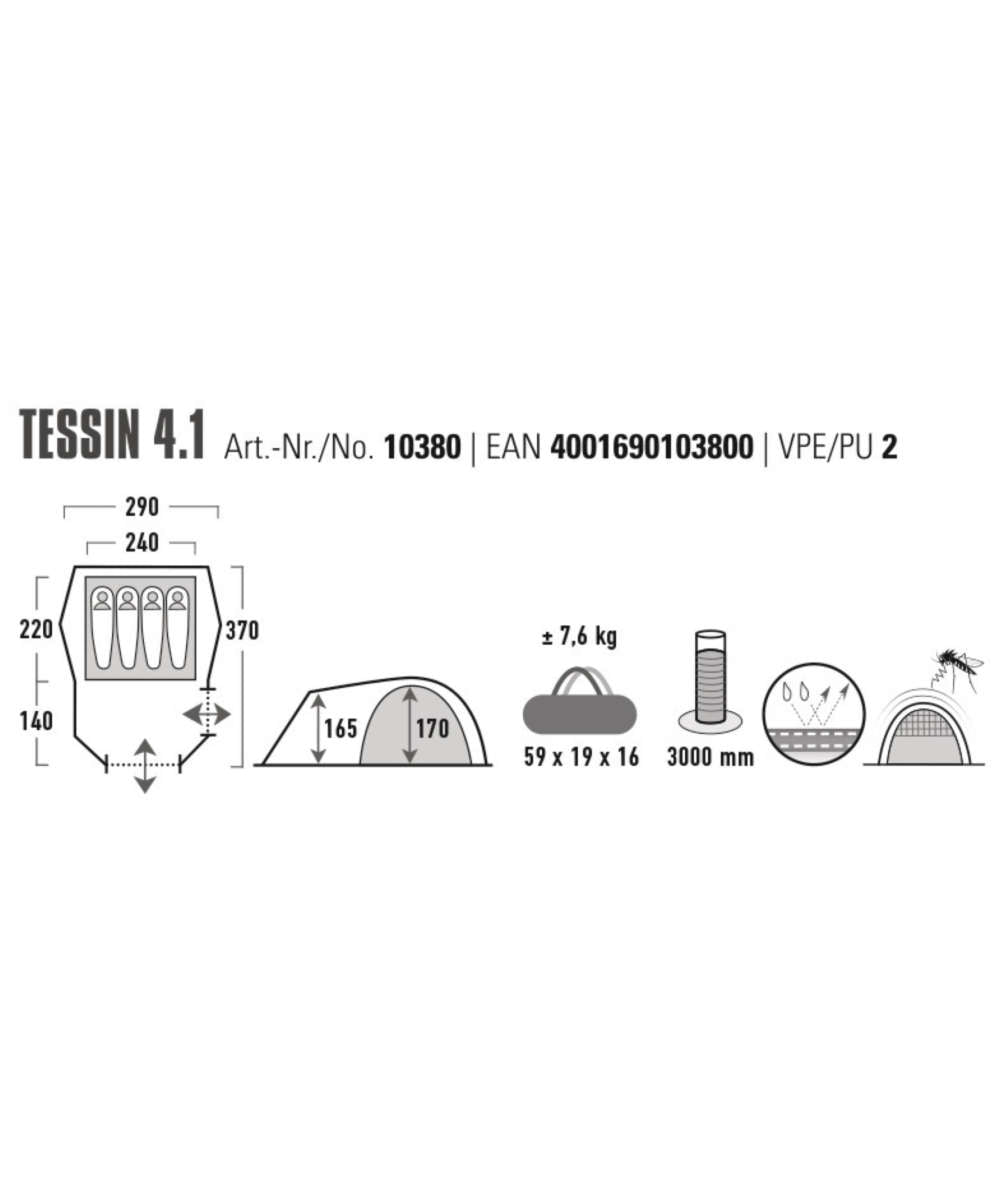 71244111_High Peak Tessin 4.1 Kuppelzelt 4 Personen dunkelgrün