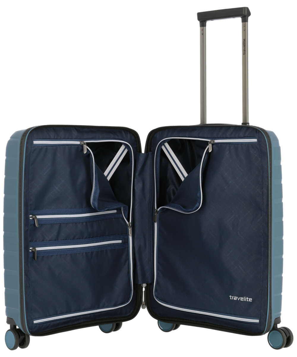 71208902_Travelite Air Base 4-Rad Trolley S mit Vortasche eisblau