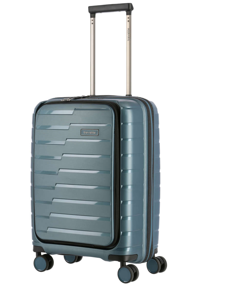 71208902_Travelite Air Base 4-Rad Trolley S mit Vortasche eisblau