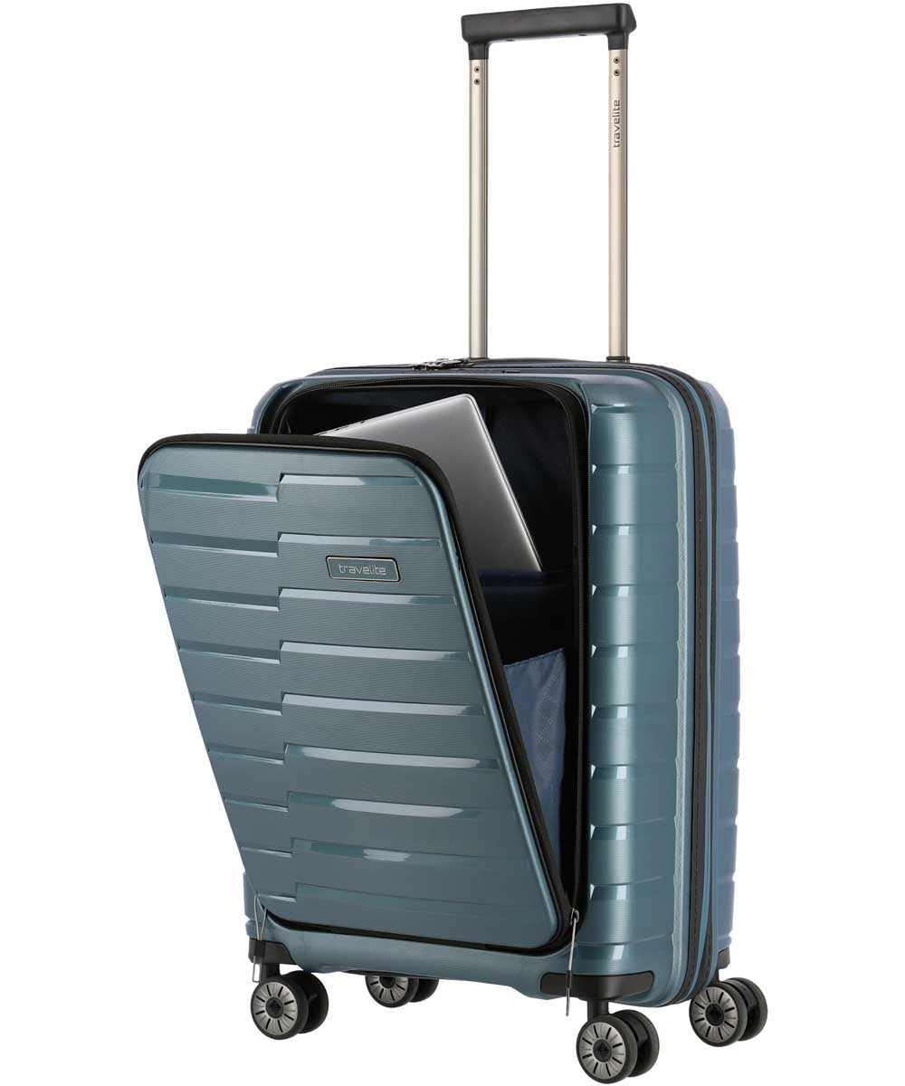 71208902_Travelite Air Base 4-Rad Trolley S mit Vortasche eisblau